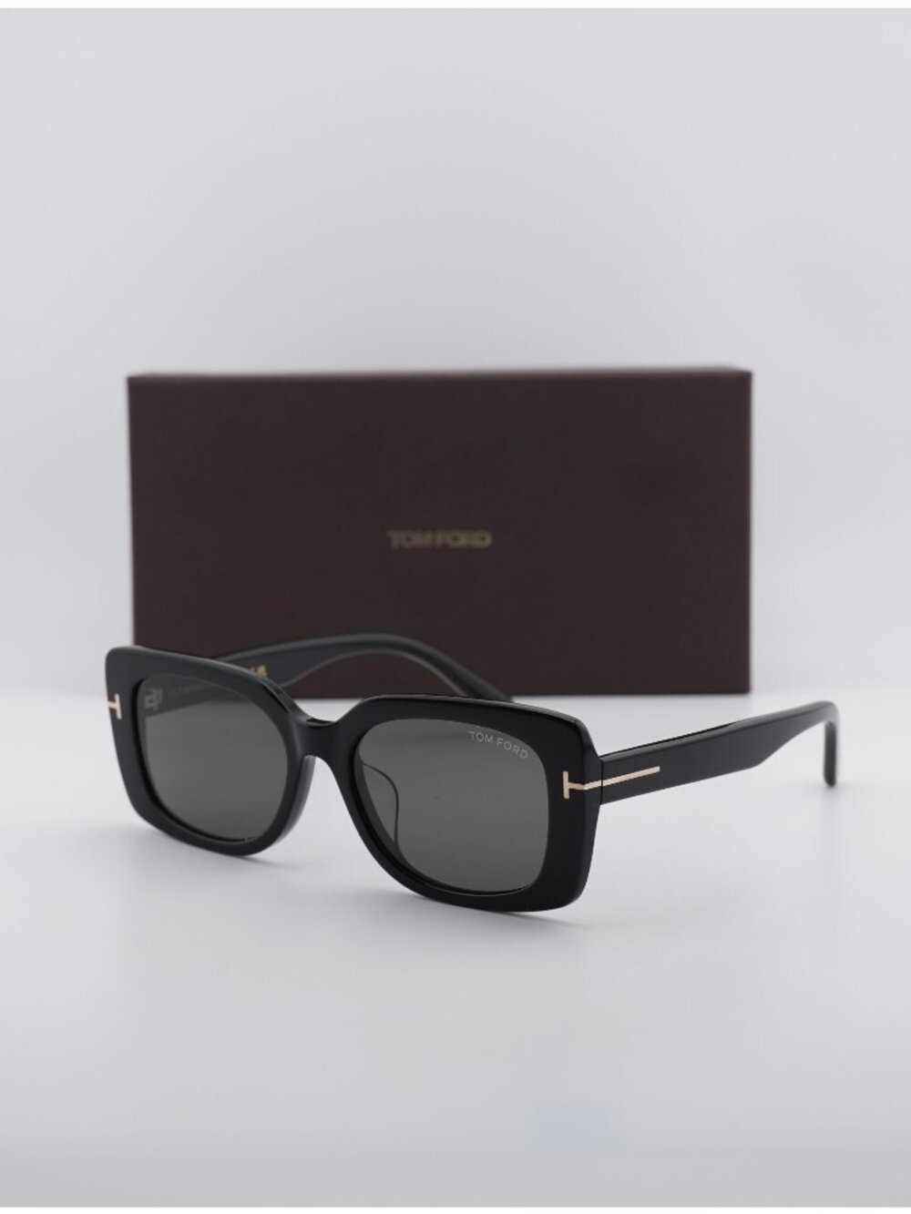 Tom Ford FT1170-K 01A ECO Square Sunglasses - Shiny Black \ Smoke